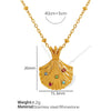 316L Stainless Steel Inlaid Scallop Marine Life Pendant Necklace Earrings Set For Women With Electroplating Design