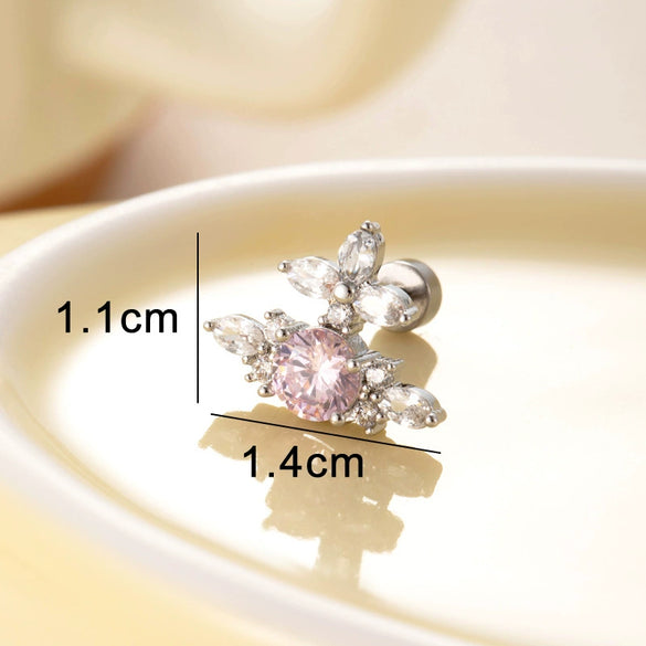 Titanium Steel Inlaid Zircon Cross Saturn Lady Earrings