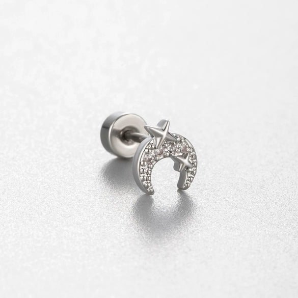 Titanium Steel Inlaid Zircon Ear Nail For Women Cute High Sense