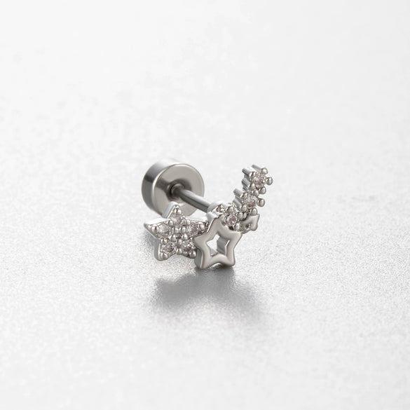 Titanium Steel Inlaid Zircon Ear Nail For Women Cute High Sense