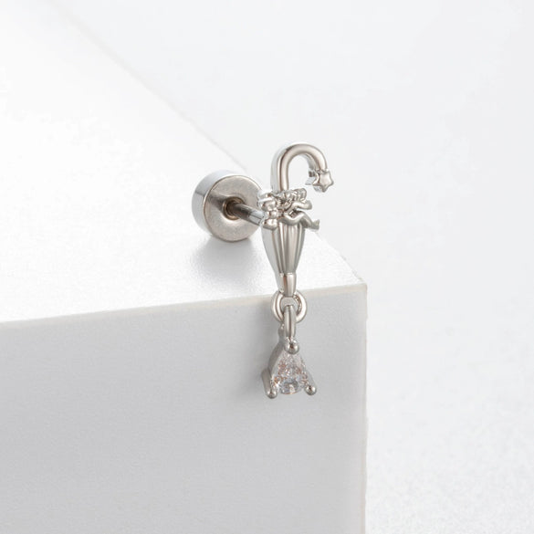 Titanium Steel Inlaid Zircon Ear Nail For Women Cute High Sense