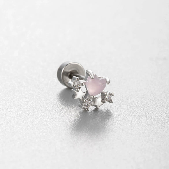 Titanium Steel Inlaid Zircon Ear Nail For Women Cute High Sense
