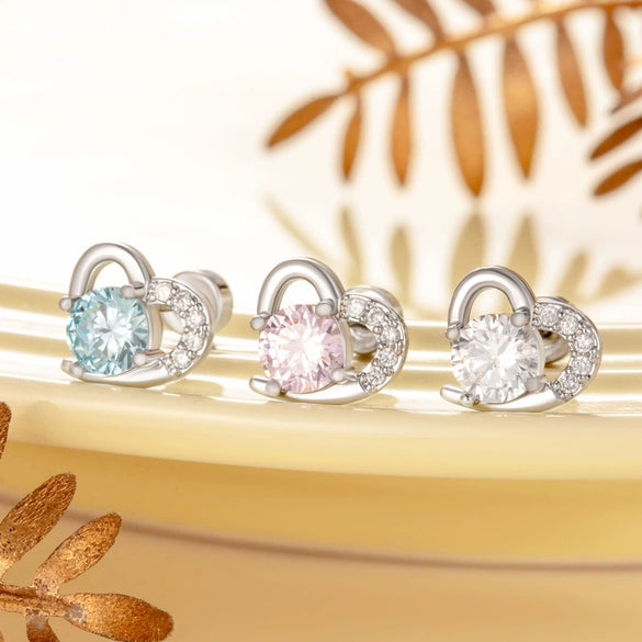 Titanium Steel Inlaid Zircon Heart Shape Women's Earrings