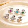 Titanium Steel Inlaid Zircon Lady Saturn Perforated Earrings