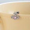 Titanium Steel Inlaid Zircon Lady Saturn Perforated Earrings