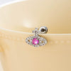 Titanium Steel Inlaid Zircon Lady Saturn Perforated Earrings