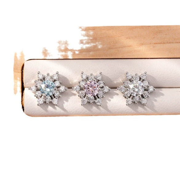 Titanium Steel Inlaid Zircon Snowflake Earrings For Women
