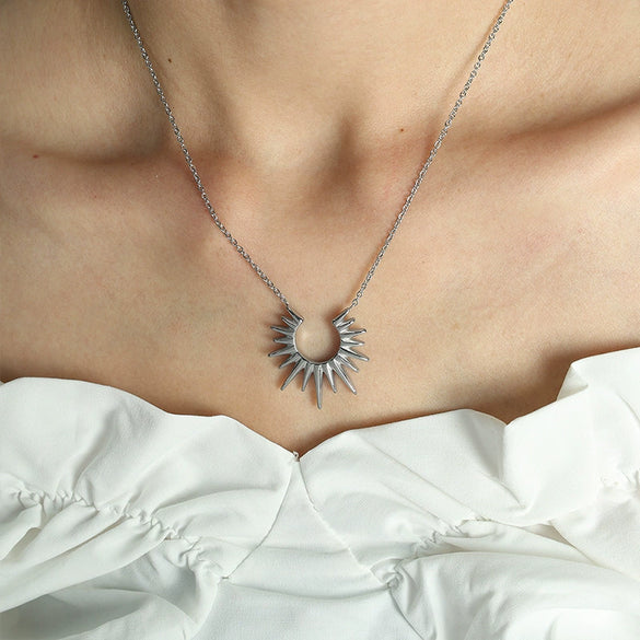 316L Stainless Steel Ins Style Sun Awn Star Clavicle Chain Electroplated Women's Necklace