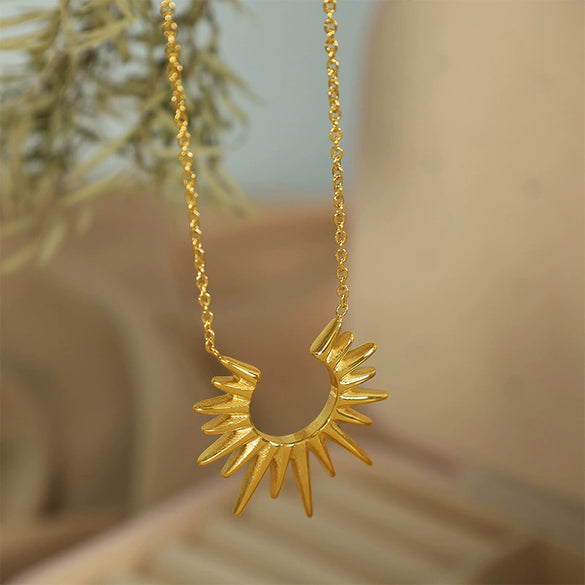 316L Stainless Steel Ins Style Sun Awn Star Clavicle Chain Electroplated Women's Necklace