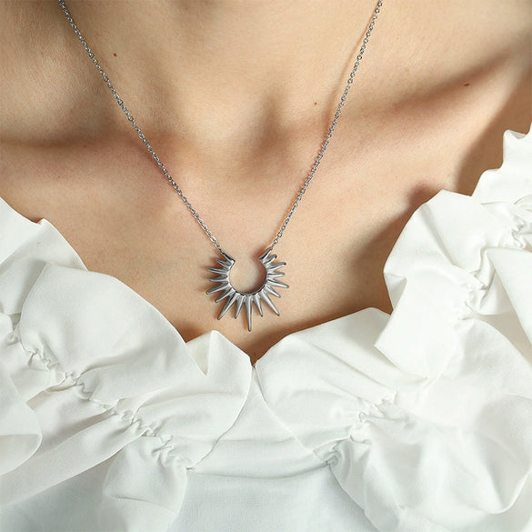 316L Stainless Steel Ins Style Sun Awn Star Clavicle Chain Electroplated Women's Necklace