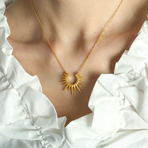 316L Stainless Steel Ins Style Sun Awn Star Clavicle Chain Electroplated Women's Necklace