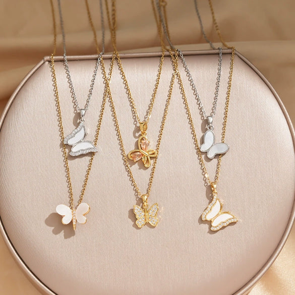Titanium Steel Insect Pattern Women's Fashion Elegant Clavicle Necklace With Copper Pendant And Electroplating Treatment