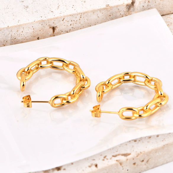 Titanium Steel Interlocking Cshaped Electroplated Geometric Women's Earrings