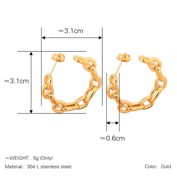 Titanium Steel Interlocking Cshaped Electroplated Geometric Women's Earrings