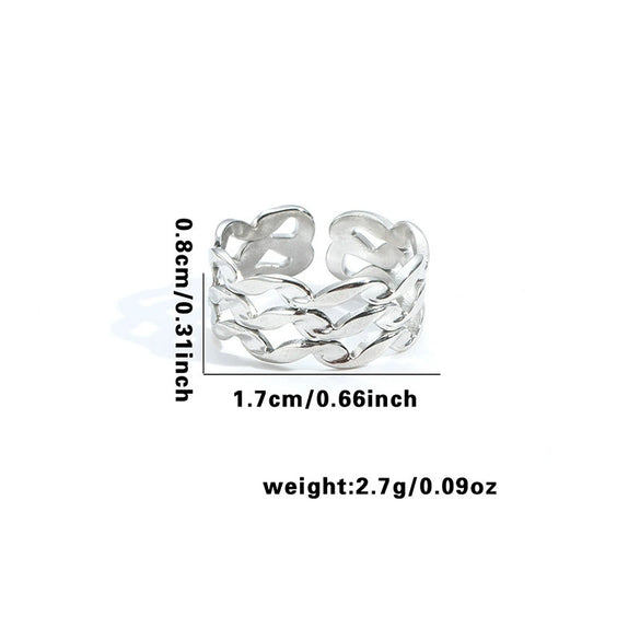 Titanium Steel Irregular Geometric Hollow Multilayer Electroplated Unisex Ring