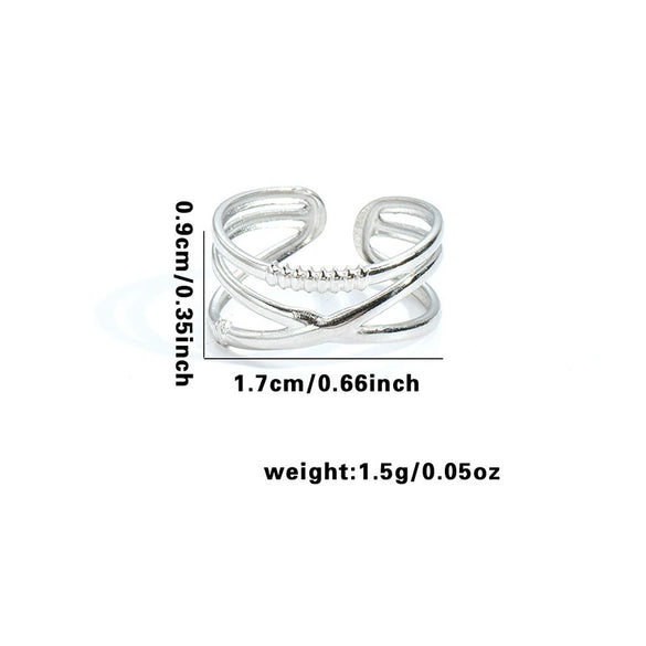Titanium Steel Irregular Geometric Hollow Multilayer Electroplated Unisex Ring