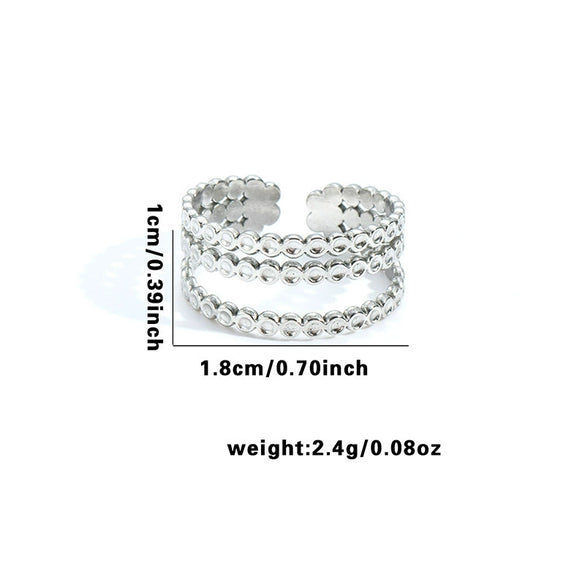 Titanium Steel Irregular Geometric Hollow Multilayer Electroplated Unisex Ring