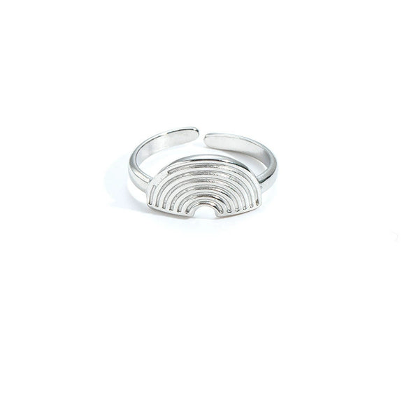Titanium Steel Irregular Geometric Hollow Multilayer Electroplated Unisex Ring