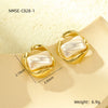 Titanium Steel Irregular Geometric Inlaid Pearl Electroplated Women's Light Luxury Earrings