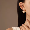 Titanium Steel Irregular Geometric Inlaid Pearl Electroplated Women's Light Luxury Earrings
