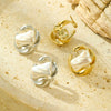 Titanium Steel Irregular Geometric Inlaid Pearl Electroplated Women's Light Luxury Earrings