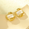 Titanium Steel Irregular Geometric Inlaid Pearl Electroplated Women's Light Luxury Earrings