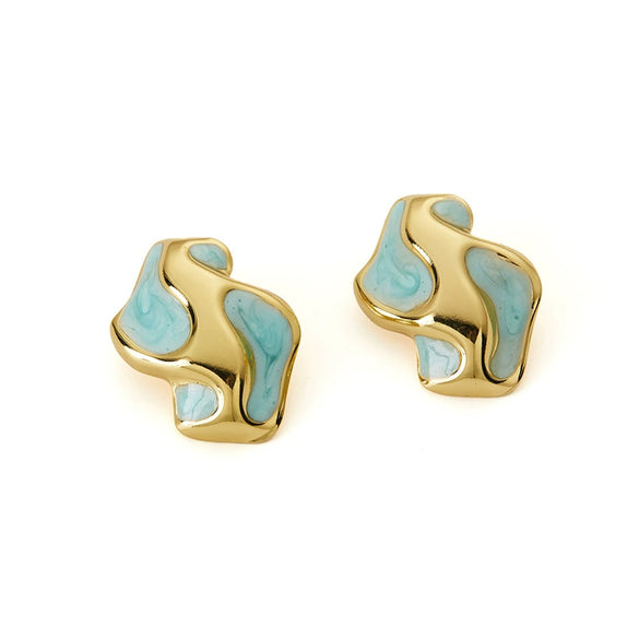Titanium Steel Irregular Women's Earrings With Colorful Lines Electroplating Minimalist Geometric Style