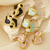 Titanium Steel Irregular Women's Earrings With Colorful Lines Electroplating Minimalist Geometric Style