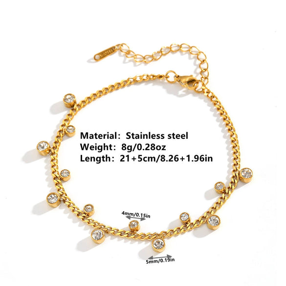 Titanium Steel Irregular Zircon Anklet For Women Electroplating Cartoon And Plants Flowers Style