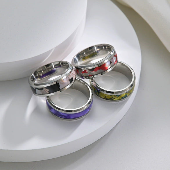 Titanium Steel Jewelry Bracelet And Men's Ring With Imitation Natural Stone Opal