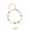 Titanium Steel Jewelry Bracelet With Colorful Daisy Pattern And Electroplating Process Unisex Style