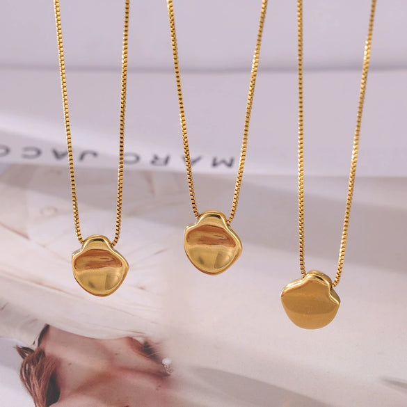 316L Stainless Steel Jewelry Concave Irregular Round Pendant Necklace With Geometric Style And Electroplating Design