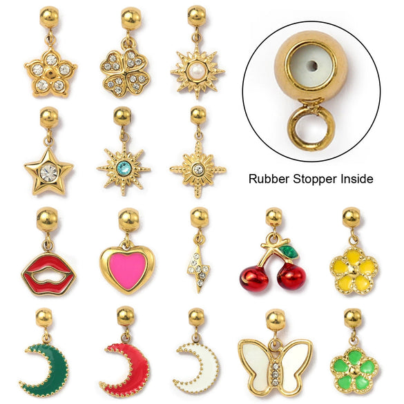 Titanium Steel Jewelry Dripping Oil Love Flower Pendant With Cherry Pattern