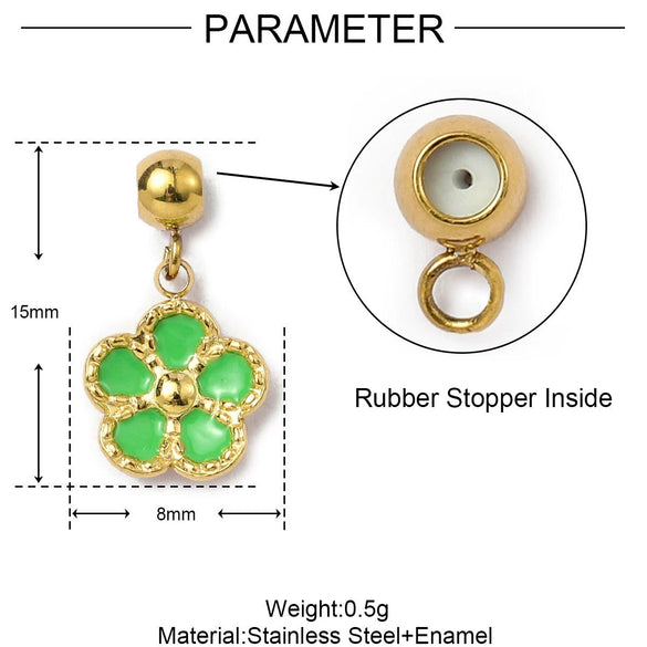 Titanium Steel Jewelry Dripping Oil Love Flower Pendant With Cherry Pattern