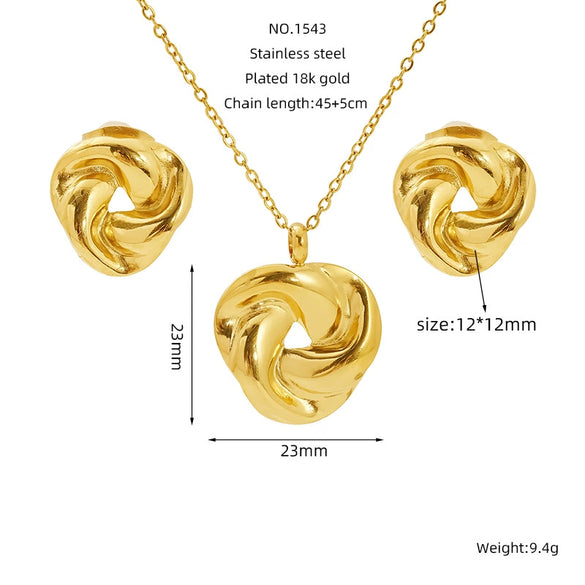 Titanium Steel Jewelry Earrings Necklaces Combination Square Round Love Irregular Pattern Electroplating Cross Chain Style For Women