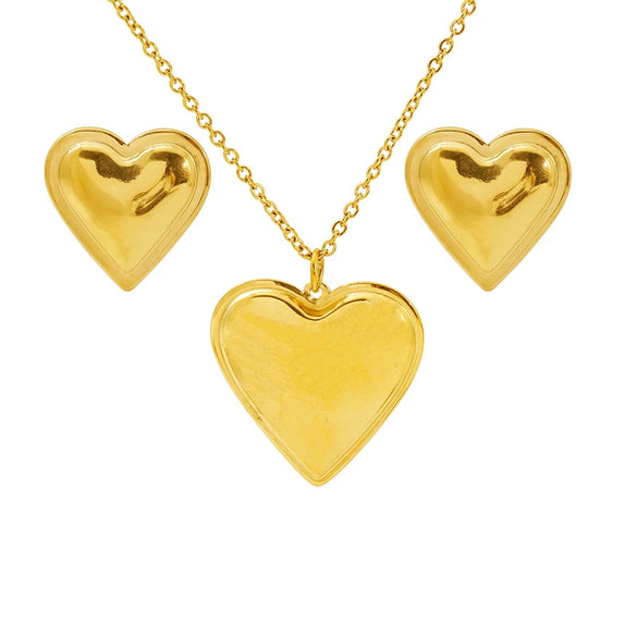 Titanium Steel Jewelry Earrings Necklaces Combination Square Round Love Irregular Pattern Electroplating Cross Chain Style For Women
