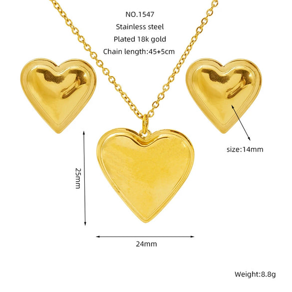 Titanium Steel Jewelry Earrings Necklaces Combination Square Round Love Irregular Pattern Electroplating Cross Chain Style For Women