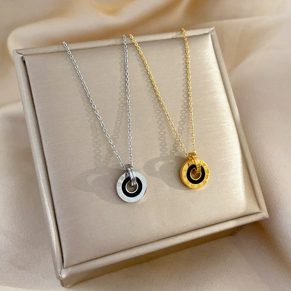 Titanium Steel Jewelry Electroplating Geometric Cartoon Plant Flowers Ring Necklace Accessories