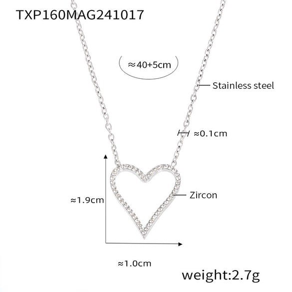 316L Stainless Steel Jewelry Electroplating Personality Geometric Peach Heart Necklace Bracelet For Women