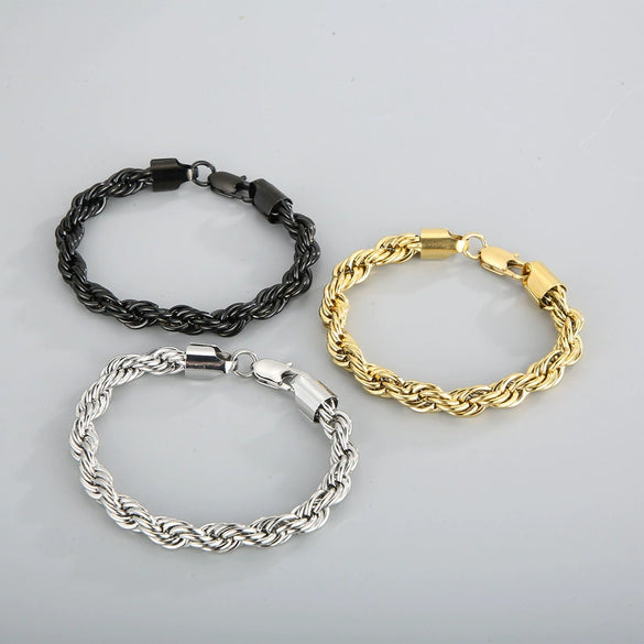 Titanium Steel Jewelry 18K Gold Twocolor Twist Chain Unisex Stainless Steel Bracelet Bracelet  Sales
