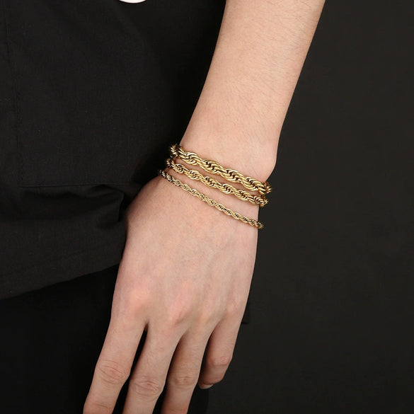 Titanium Steel Jewelry 18K Gold Twocolor Twist Chain Unisex Stainless Steel Bracelet Bracelet  Sales