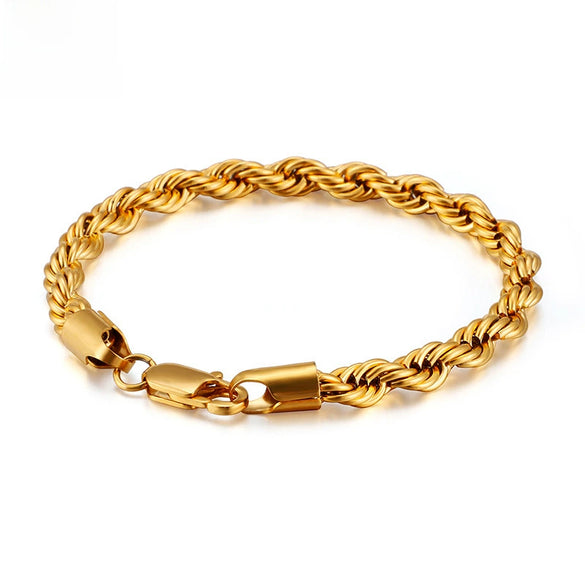 Titanium Steel Jewelry 18K Gold Twocolor Twist Chain Unisex Stainless Steel Bracelet Bracelet  Sales