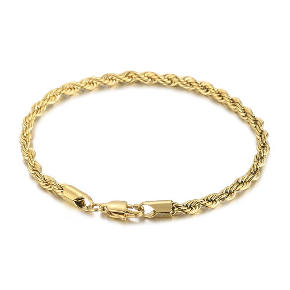 Titanium Steel Jewelry 18K Gold Twocolor Twist Chain Unisex Stainless Steel Bracelet Bracelet  Sales