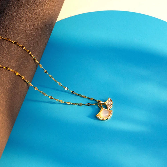 Titanium Steel Jewelry Pendant Bracelet Necklace Ear Clip Accessories With Four Leaf Clover Butterfly Geometric Pattern Electroplated For Women