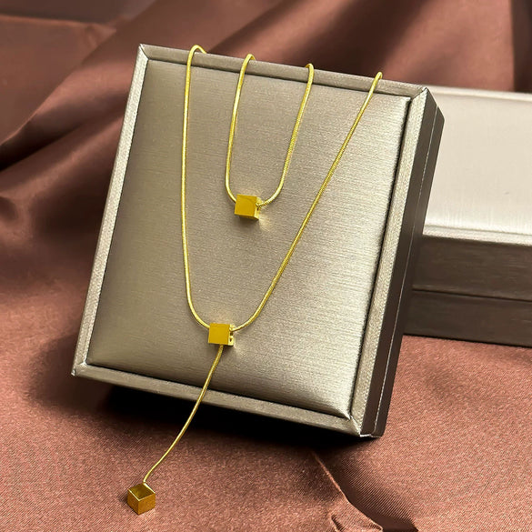 Titanium Steel Jewelry Pendant Bracelet Necklace Ear Clip Accessories With Four Leaf Clover Butterfly Geometric Pattern Electroplated For Women