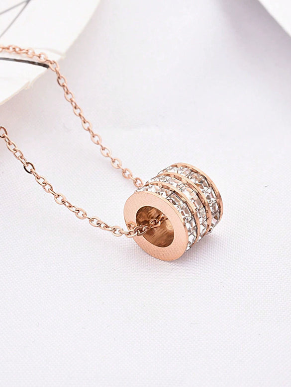 Titanium Steel Jewelry Pendant Bracelet Necklace Ear Clip Accessories With Four Leaf Clover Butterfly Geometric Pattern Electroplated For Women