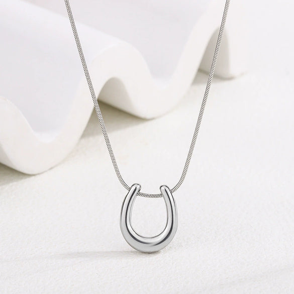 Titanium Steel Jewelry Pendant Bracelet Necklace Ear Clip Accessories With Four Leaf Clover Butterfly Geometric Pattern Electroplated For Women