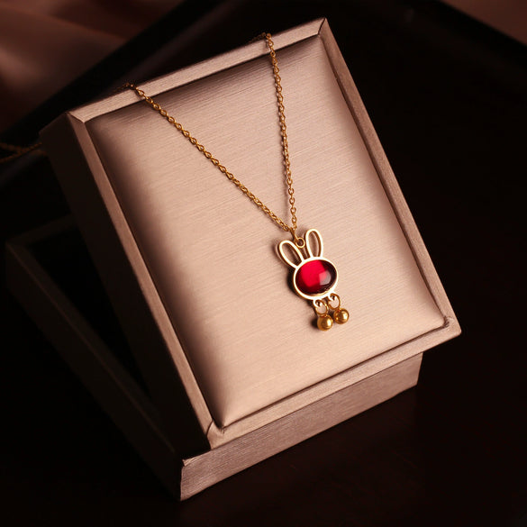 Titanium Steel Jewelry Pendant Bracelet Necklace Ear Clip Accessories With Four Leaf Clover Butterfly Geometric Pattern Electroplated For Women