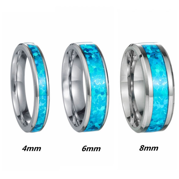 Titanium Steel Jewelry Rings Bracelets Blue Imitation Opal Dripping Oil Style Unisex