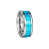 Titanium Steel Jewelry Rings Bracelets Blue Imitation Opal Dripping Oil Style Unisex